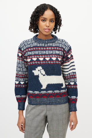 Thom Browne Navy & Multicolour Wool Knit Sweater