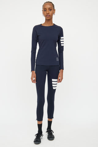 Thom Browne Navy Bar Top & Legging Set