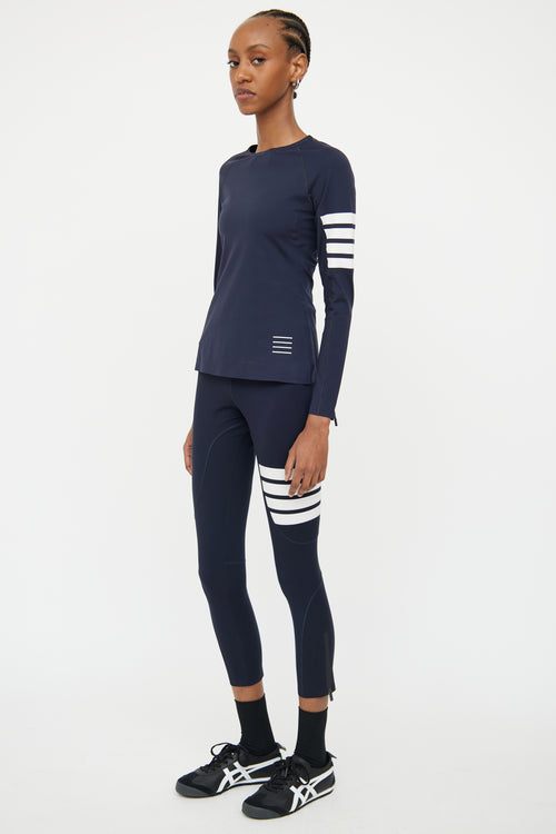 Thom Browne Navy Bar Top & Legging Set