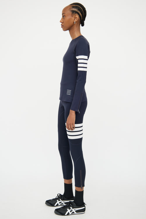 Thom Browne Navy Bar Top & Legging Set