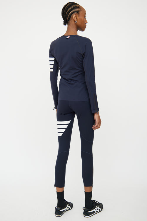 Thom Browne Navy Bar Top & Legging Set