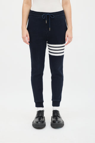 Thom Browne Navy Cotton Four Bar Jogger