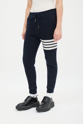 Thom Browne Navy Cotton Four Bar Jogger