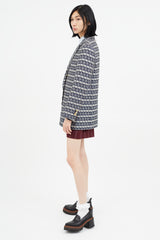 Thom Browne Navy & Grey Brocade Blazer