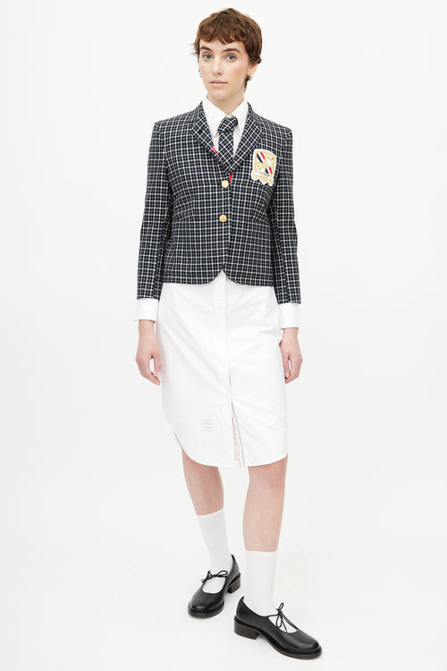 Thom Browne Navy & Multicolour Plaid Tie Blazer