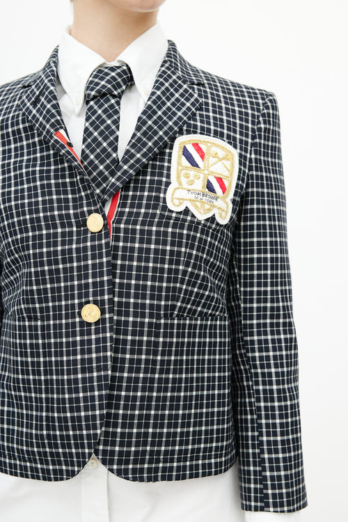 Thom Browne Navy & Multicolour Plaid Tie Blazer