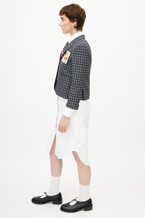 Thom Browne Navy & Multicolour Plaid Tie Blazer