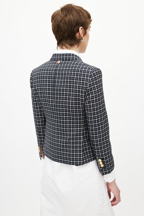 Thom Browne Navy & Multicolour Plaid Tie Blazer