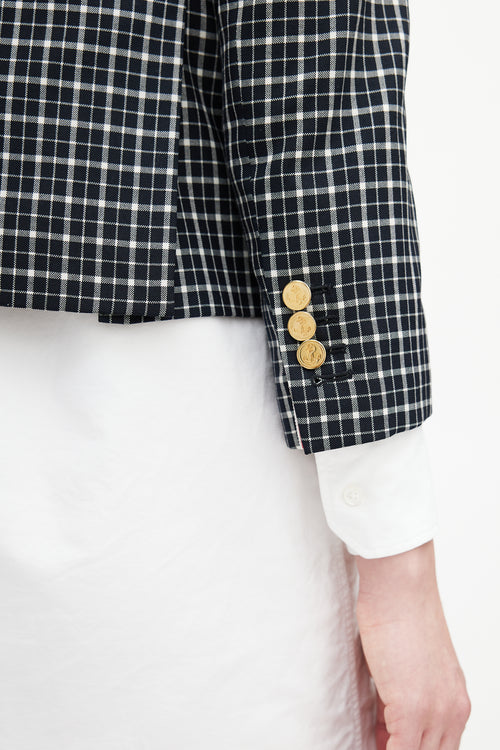 Thom Browne Navy & Multicolour Plaid Tie Blazer