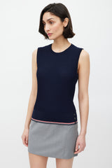 Thom Browne Navy & Multicolour Striped Trim Sweater Vest