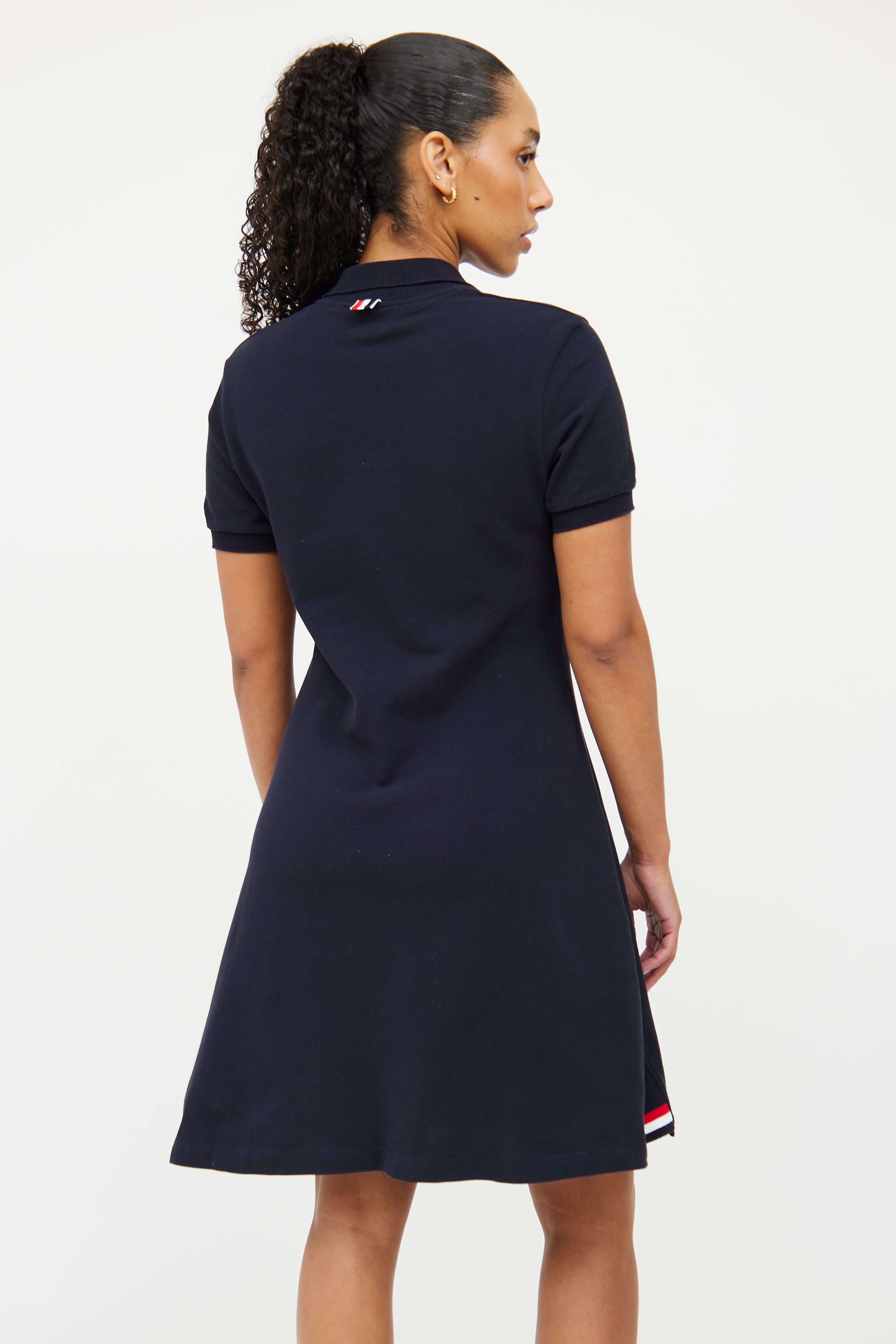 thom browne tennis dress Classic Pique Stripe V-Neck Tennis Dress