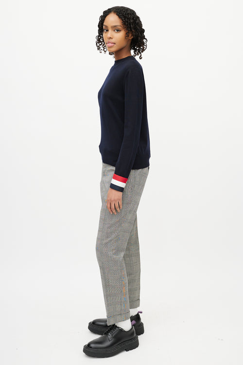Thom Browne Navy Wool Striped Cuff Sweater