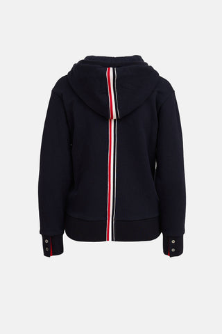Thom Browne Striped Back Zip Up Hoodie