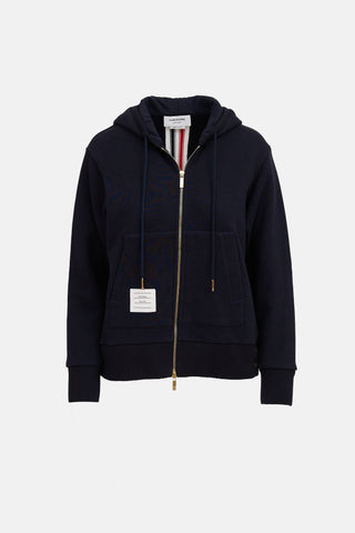 Thom Browne Striped Back Zip Up Hoodie