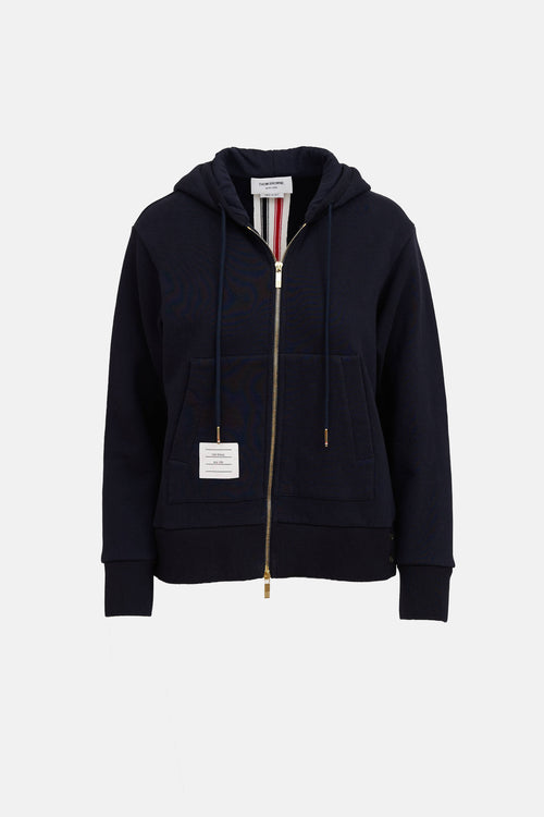 Thom Browne Striped Back Zip Up Hoodie