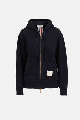 Thom Browne Striped Back Zip Up Hoodie