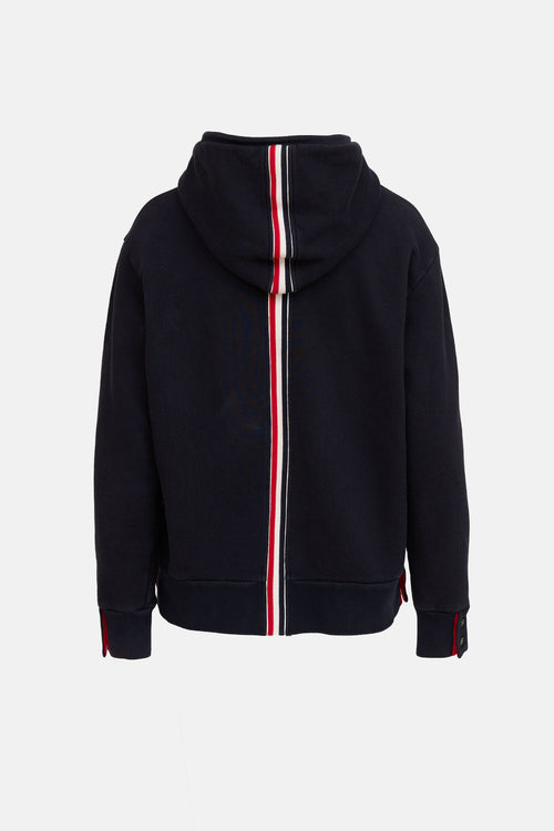 Thom Browne Striped Back Zip Up Hoodie
