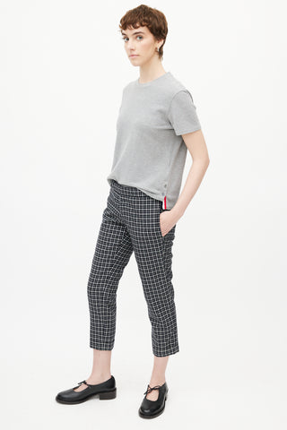 Thom Browne Navy & White Plaid Cropped Trouser