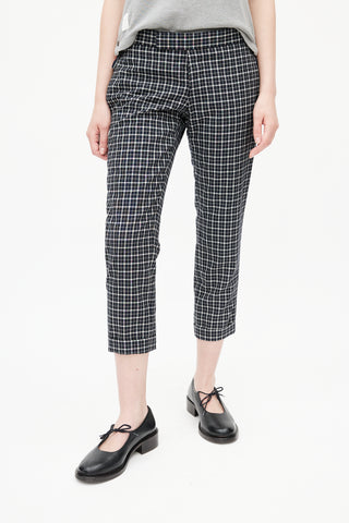 Thom Browne Navy & White Plaid Cropped Trouser