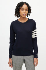 Thom Browne Navy & White Striped Sleeve Sweater