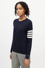 Thom Browne Navy & White Striped Sleeve Sweater