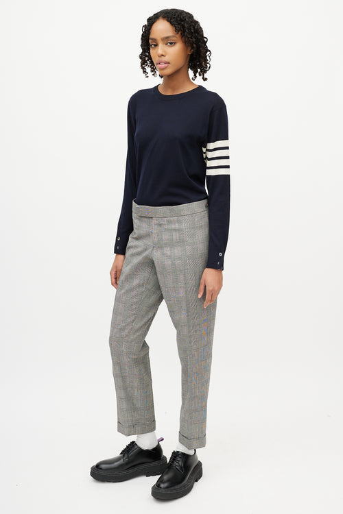 Thom Browne Navy & White Striped Sleeve Sweater