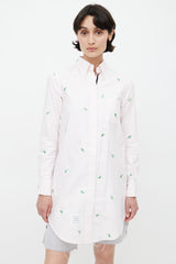 Thom Browne Pink & Green Embroidered Shirt