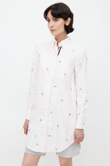Thom Browne Pink & Green Embroidered Shirt