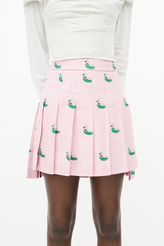 Thom Browne Pink & Green Pleated Duck Skirt