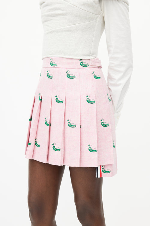 Thom Browne Pink & Green Pleated Duck Skirt