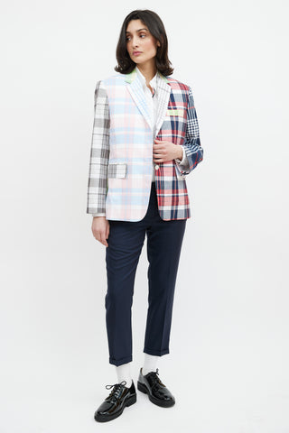 Thom Browne Pink & Multicolour Plaid Blazer