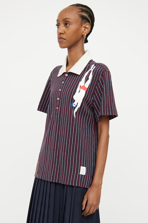 Thom Browne Navy Multi Colour Swimmer Polo Top