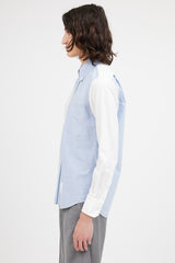 Thom Browne White & Blue Oxford Long Sleeve Shirt