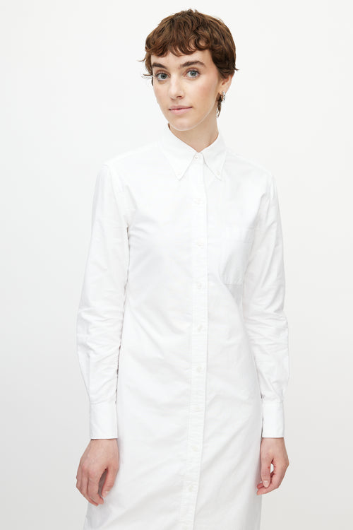 Thom Browne White Button Down Shirt Dress