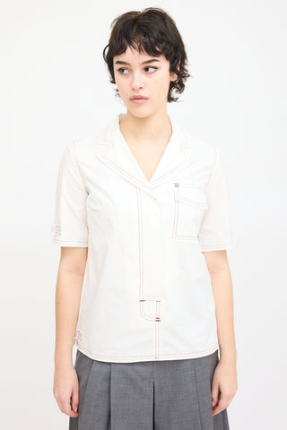 Thom Browne White Cotton Contrast Stitch Shirt