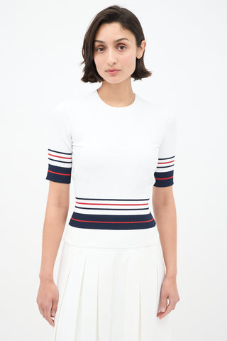 Thom Browne White & Multi Stripes Knit Skirt Set