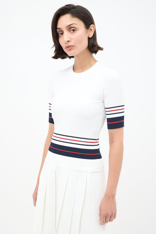 Thom Browne White & Multi Stripes Knit Skirt Set