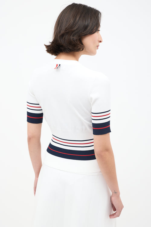 Thom Browne White & Multi Stripes Knit Skirt Set