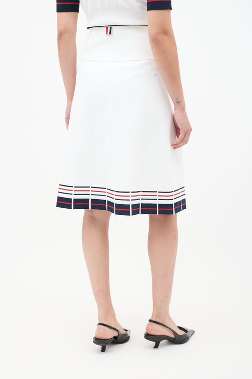 Thom Browne White & Multi Stripes Knit Skirt Set