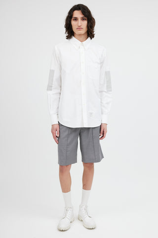 Thom Browne White Oxford Grey Patch Shirt