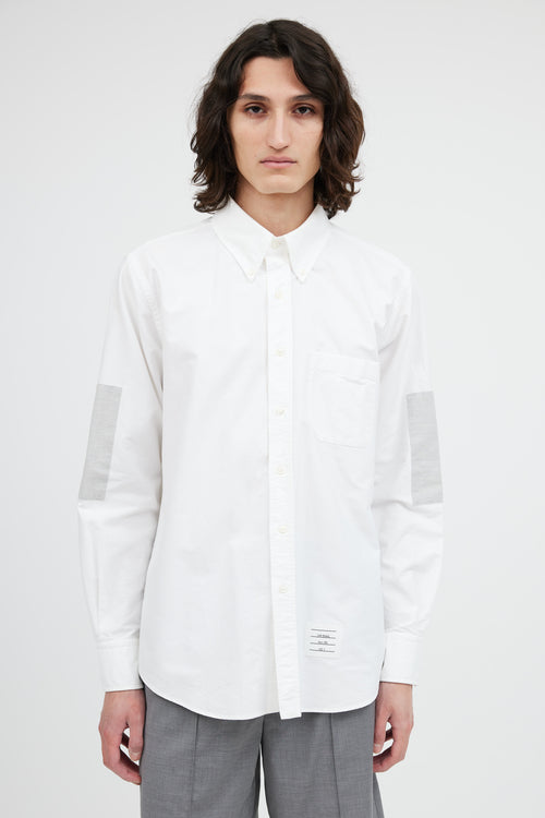 Thom Browne White Oxford Grey Patch Shirt