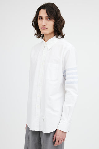 Thom Browne White Oxford Stripe 4-Bar Shirt