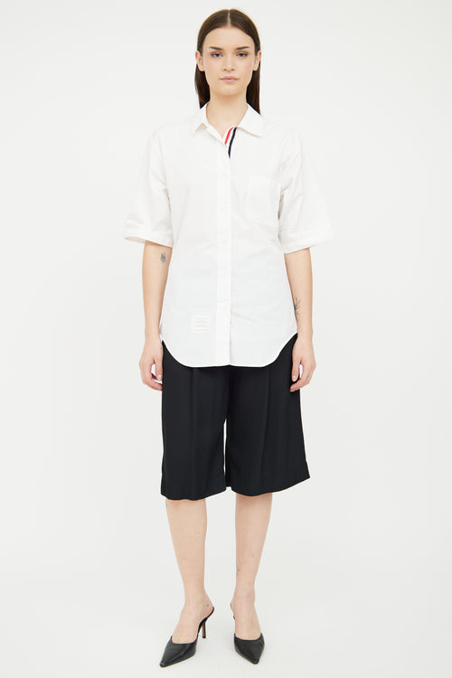 Thom Browne White Button Short Sleeve Top