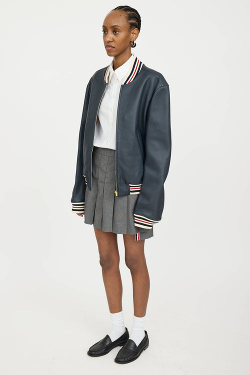 Thom Browne Wool 4-Bar Pleated Mini Skirt