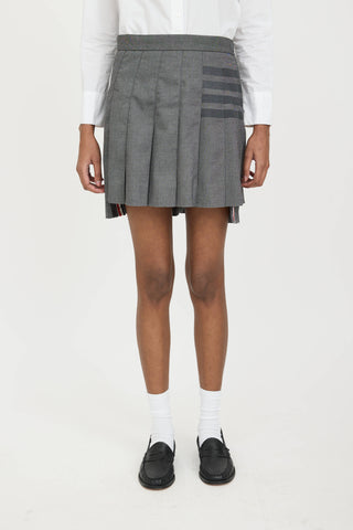 Thom Browne Wool 4-Bar Pleated Mini Skirt