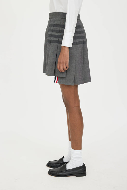 Thom Browne Wool 4-Bar Pleated Mini Skirt