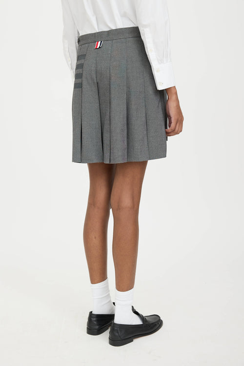 Thom Browne Wool 4-Bar Pleated Mini Skirt