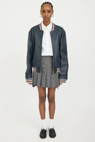 Thom Browne Wool 4-Bar Pleated Mini Skirt