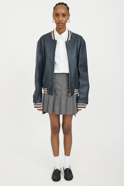 Thom Browne Wool 4-Bar Pleated Mini Skirt