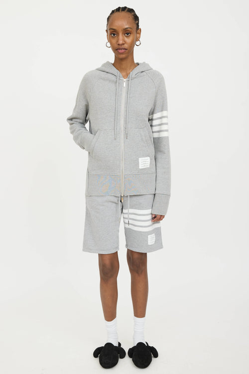 Thom Browne 4-Bar Zip Hoodie